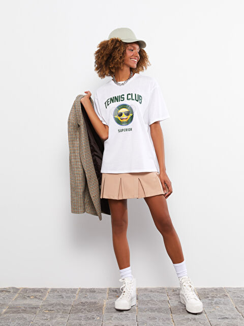 LCW Vision Crew Neck Emoji Printed Short Sleeve Women's T-Shirt - S2GG14Z8-R9K