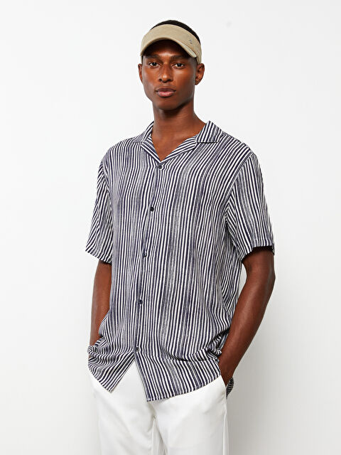 XSIDE Regular Fit Short Sleeve Striped Men's Shirt - S2GJ45Z8-LGR