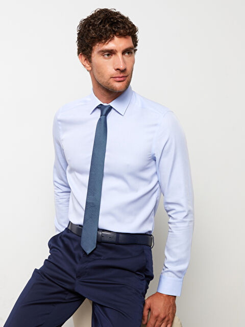 LCW BUSINESS Slim Fit Long Sleeve Gabardine Men's Shirt - S2GK40Z8-CSV