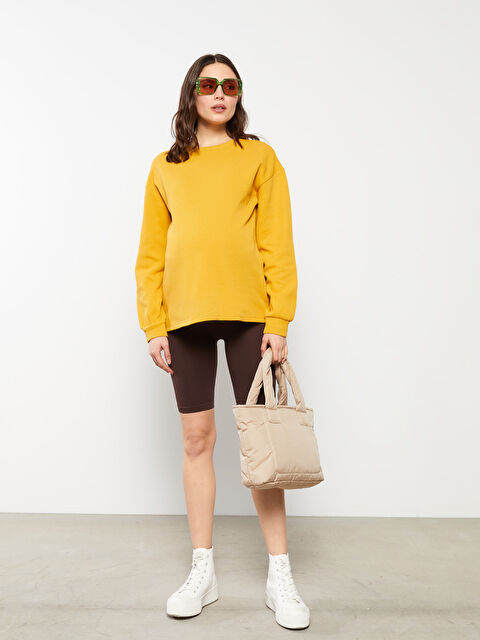 LCWAIKIKI Maternity سويت شيرت حمل ياقة دائرية سادة كم طويل قطن - S2GM00Z8-GMP