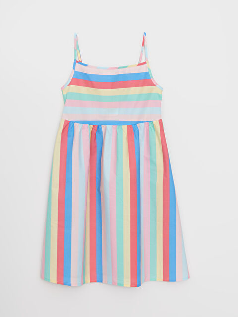 LCW Kids Robe Fille en Popeline à Rayures avec Col Carré et Bretelles - S2GO90Z4-F9C