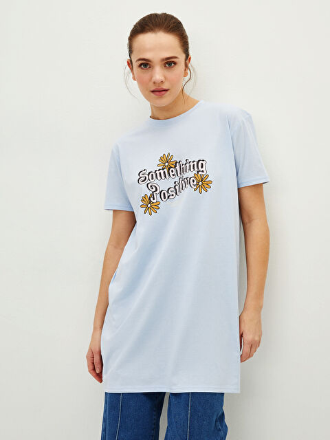 LCW Modest Crew Neck Printed Short Sleeve Women's Tunic - S2GT62Z8-S0T