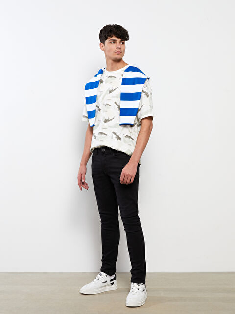 XSIDE Oversize Bisiklet Yaka Kısa Kollu Baskılı Penye Erkek Tişört