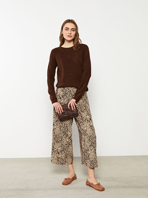 LCWAIKIKI Basic Elastic Waist Patterned Viscose Women Capri - S2H182Z8-LQY