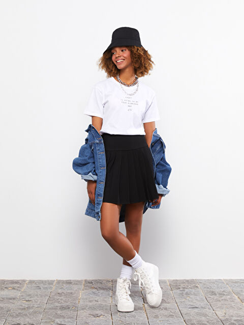 LCW Vision Crew Neck Printed Short Sleeve Cotton Women's T-shirt - S2H218Z8-R9K