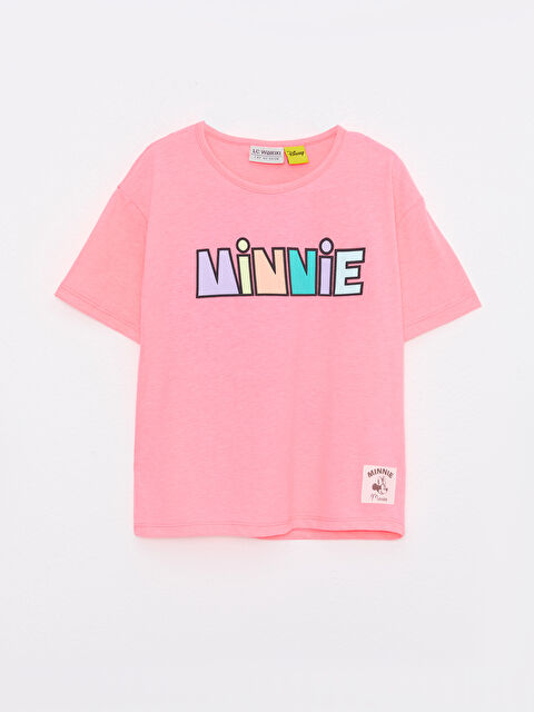 LCW Kids Crew Neck Minnie Mouse Printed Short Sleeve Girls' T-Shirt - S2H443Z4-RRZ