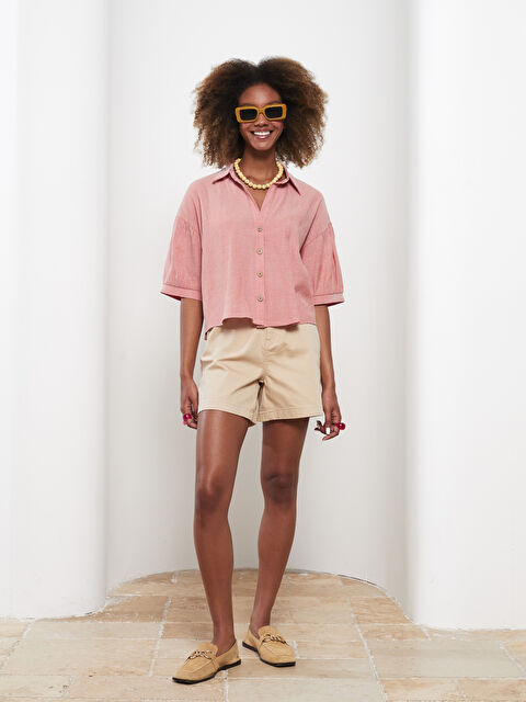 LCWAIKIKI Basic Rahat Kalıp Düz Cep Detaylı Gabardin Kadın Şort