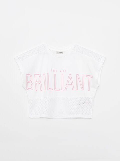 LCW Kids Crew Neck Printed Short Sleeve Girls' T-Shirt - S2H734Z4-FFB