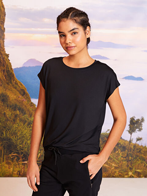 LCW OUTDOOR تيشيرت خارجي نسائي بياقة دائرية مطبوع كم قصير - S2HB43Z8-CVL