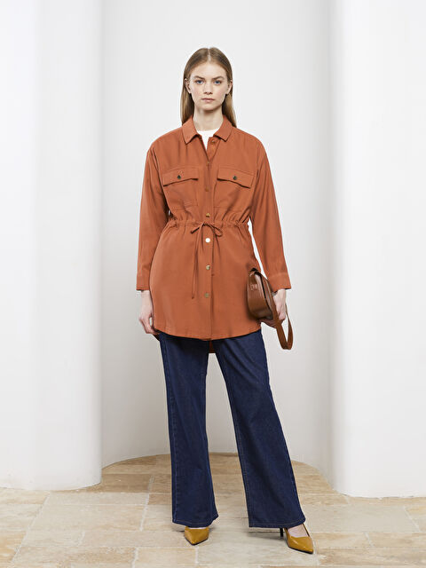 LCW Modest قميص تونيك سادة كم طويل واسع للسيدات - S2HB53Z8-RJ3