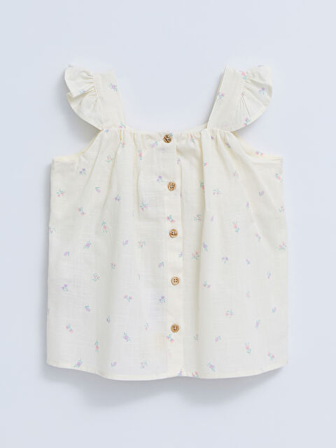 LCW baby Square Collar Strappy Printed Baby Girls' Blouse - S2HB77Z1-LRA