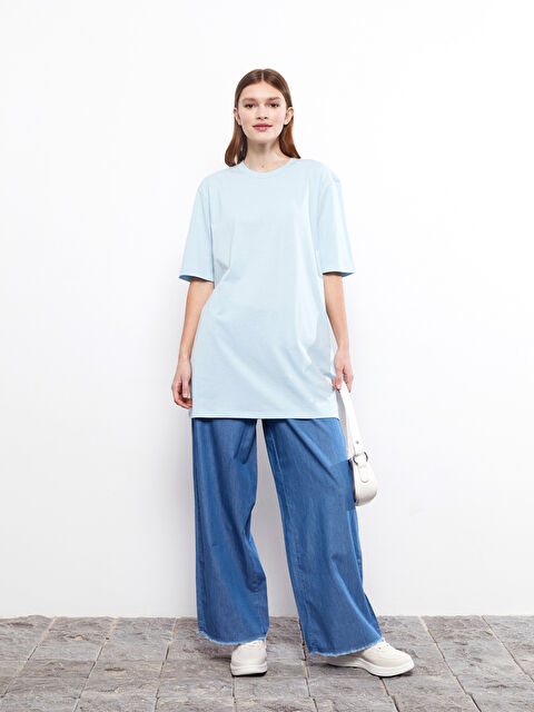 LCW Modest Crew Neck Plain Short Sleeve Women's Tunic - S2HB84Z8-FKP