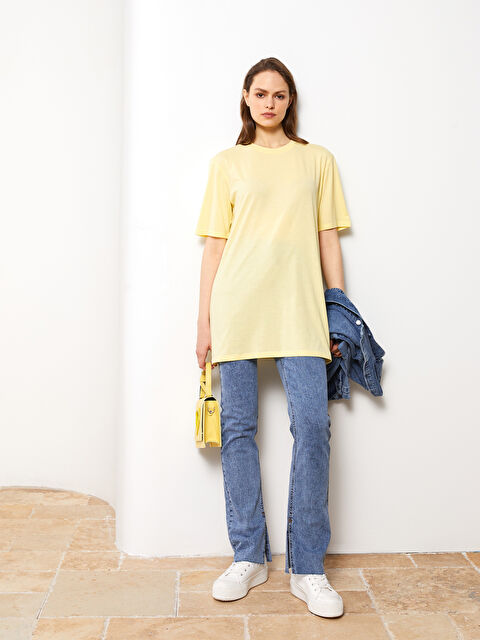 LCW Modest Crew Neck Plain Short Sleeve Women's Tunic - S2HB84Z8-SB7