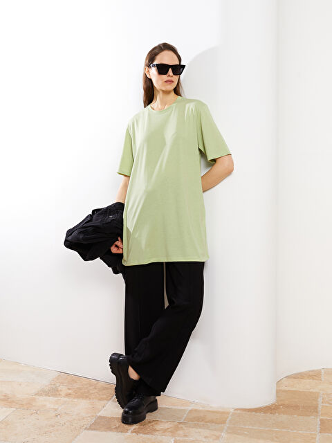 LCW Modest Crew Neck Plain Short Sleeve Women's Tunic - S2HB84Z8-TPA