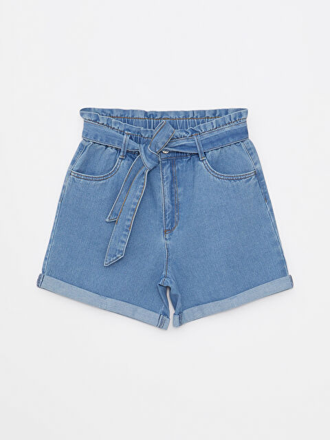 LCW Kids Short En Jean Uni Pour Filles À Taille Élastiquée En Coton Basique - S2HB96Z4-H45