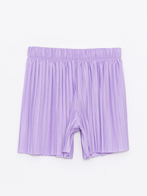 LCW Kids Beli Lastikli Basic Pileli Kız Çocuk Şort
