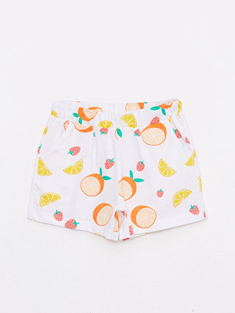 LCW Kids Elasticated Waist Printed Girls' Shorts - S2HC83Z4-LU7