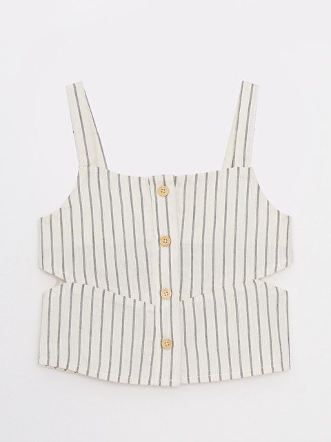 LCW Kids Square Neckline Striped Strapped Girls' Blouse - S2HD38Z4-LFC