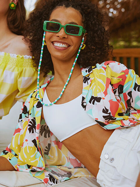 LCW Vision Front Button Closure Printed Short Sleeve Women's Shirt - S2HD55Z8-LSZ