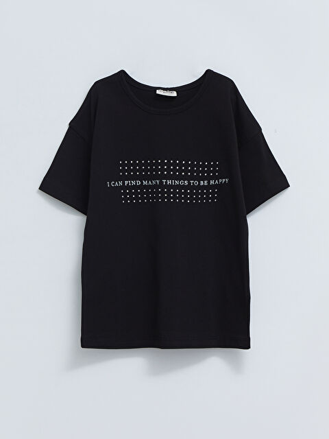 LCW Kids Crew Neck Printed Short Sleeve Cotton Girl T-shirt - S2HD59Z4-CVL