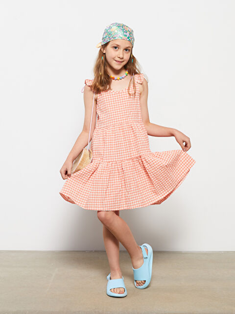 LCW Kids Crew Neck Plaid Girls' Dress - S2HE35Z4-LLR