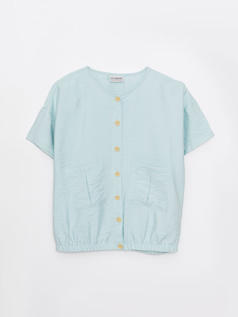 LCW Kids Crew Neck Basic Short Sleeve Girls Blouse - S2HE78Z4-G3R