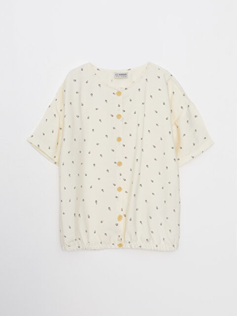 LCW Kids Crew Neck Patterned Short Sleeve Girls' Blouse - S2HE81Z4-LRB