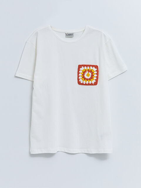 LCW Kids Crew Neck Embroidery Detailed Short Sleeve Cotton Girls T-Shirt - S2HF23Z4-FES