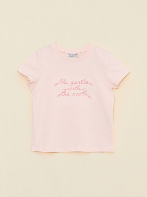 LCW Kids Crew Neck Printed Short Sleeve Girls' T-Shirt - S2HF39Z4-FX2