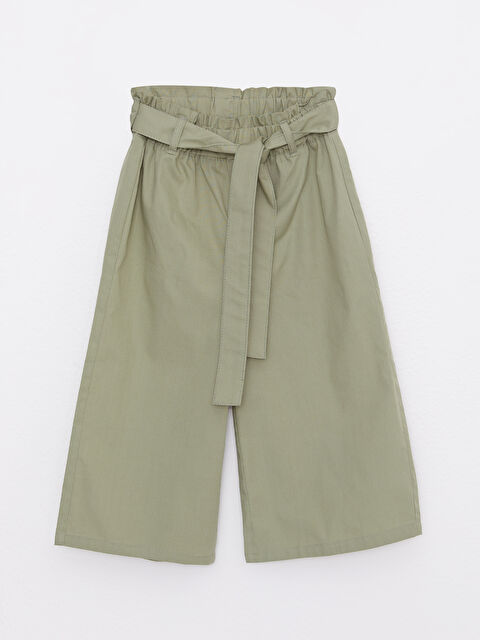 LCW Kids بنطلون كابري بناتي بوبلين واسع بخصر مطاطي أساسي - S2HF63Z4-GHY