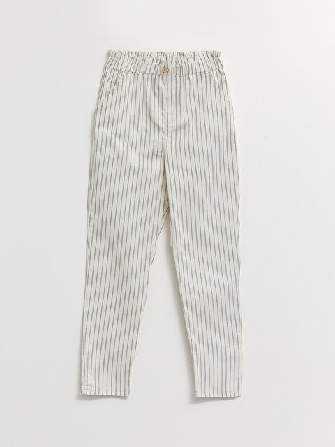 LCW Kids Elastic Waist Striped Gabardine Girl Trousers - S2HF75Z4-LFC