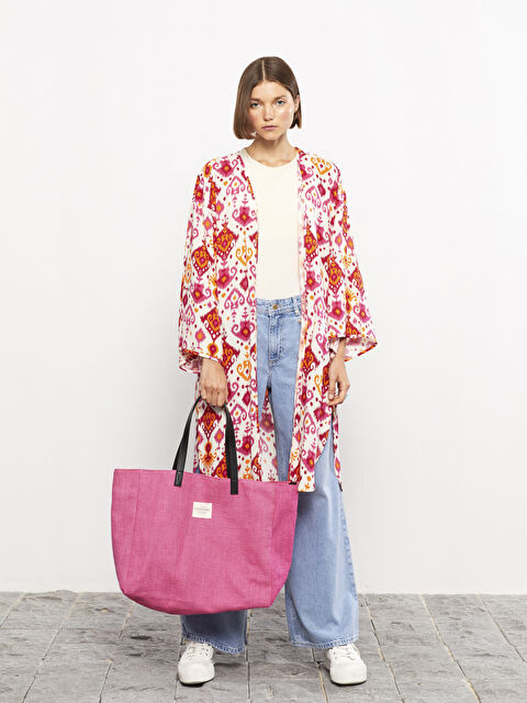 LCW Vision Şal Yaka Desenli Uzun Kollu Viskon Kadın Kimono