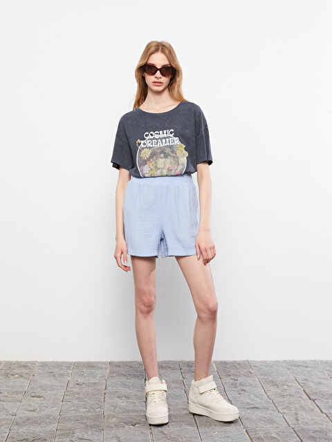 LCW Vision Beli Lastikli Standart Fit Düz Gabardin Kadın Şort