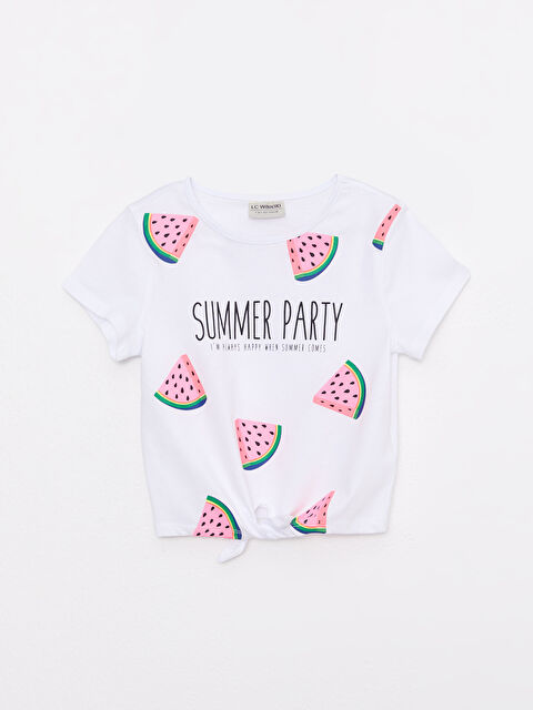 LCW Kids Crew Neck Printed Short Sleeve Cotton Girl T-shirt - S2HK92Z4-LU7