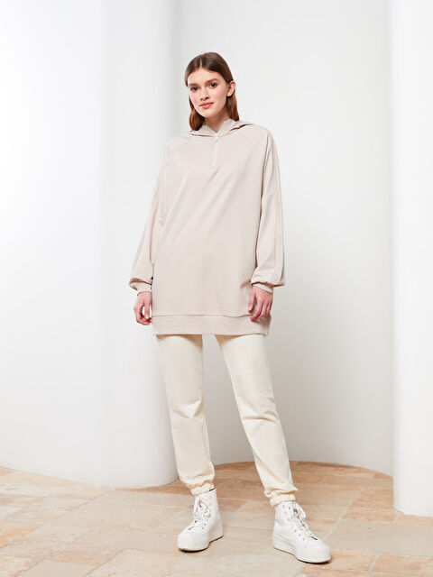 LCW Modest Hooded Regular Long Sleeve Women's Sweatshirt Tunic - S2HM93Z8-DF7