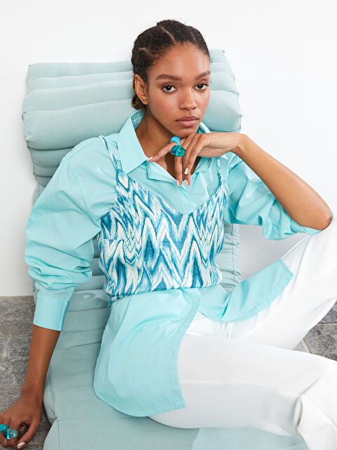 LCW Vision V-Neck Patterned Satin Women's Blouse - S2HQ75Z8-LQQ