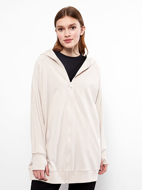 LCW Modest Hooded Plain Long Sleeve Women's Sports Cardigan - S2HR50Z8-DF7