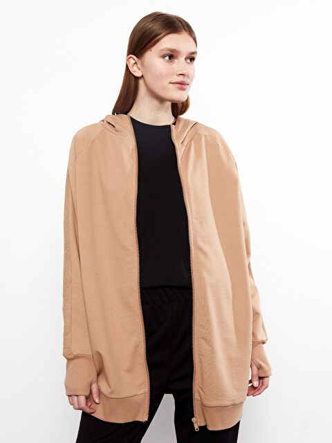 LCW Modest كارديجان رياضي سادة كم طويل بكابوش للسيدات - S2HR50Z8-S1J