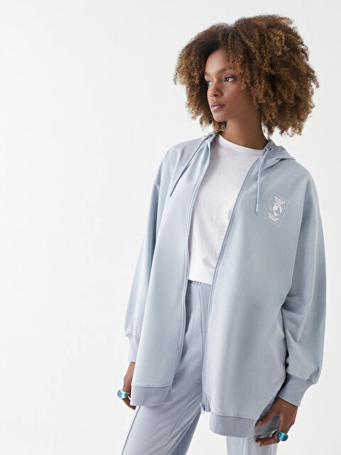 LCW Modest Hooded Printed Long Sleeve Women's Sports Cardigan - S2HR91Z8-Q3Z