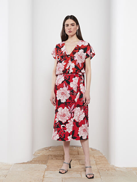 LCW Vision Tie Waist Floral A-Line Women's Skirt - S2HS55Z8-LT4