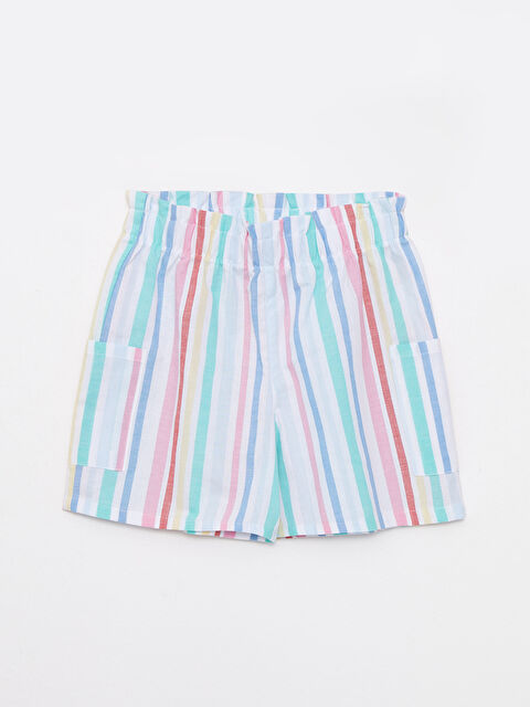 LCW Kids Shorts Fille en Popeline Rayée à Taille Élastique - S2HU92Z4-P8J