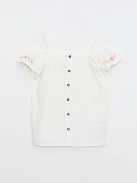 LCW Kids Boat Neck Printed Short Sleeve Poplin Girls Blouse - S2I152Z4-FDU