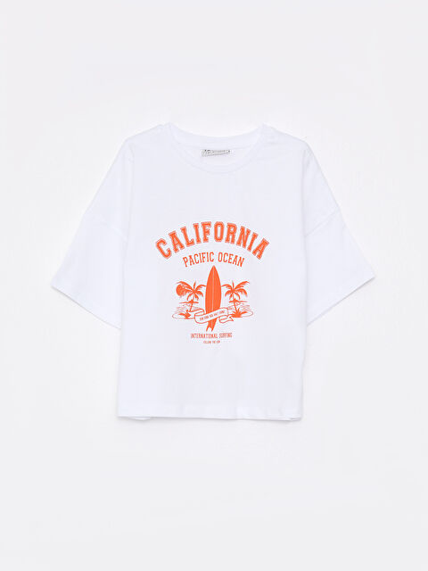 LCW Kids Crew Neck Printed Short Sleeve Cotton Girl T-shirt - S2I183Z4-R9K