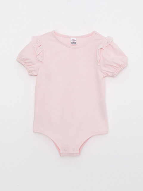 LCW baby Crew Neck Short Sleeve Cotton Baby Girl Snap Bodysuit - S2I304Z1-QVR