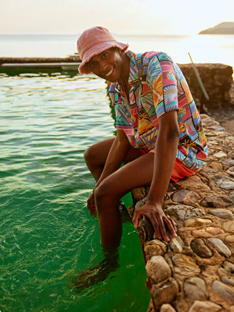 XSIDE Regular Fit Short Sleeve Printed Viscose Men's Shirt - S2I396Z8-LT4