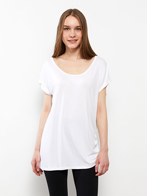 LCW DREAM Haut de pyjama uni à manches courtes pour femmes avec encolure en U - S2I596Z8-E5X