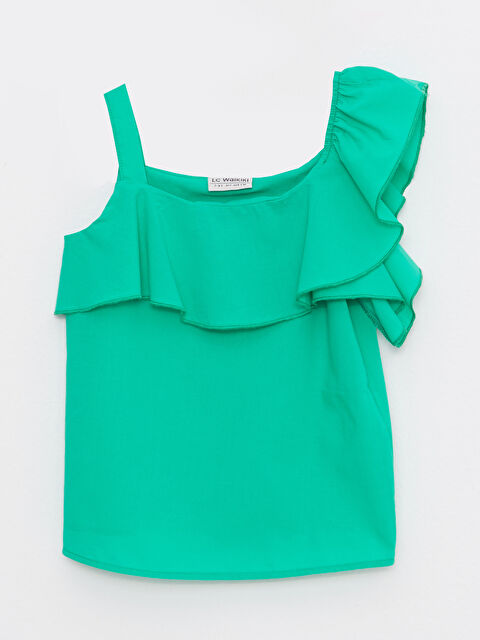 LCW Kids U Neck Basic Volan Detailed Poplin Girl's Blouse - S2I606Z4-GHU