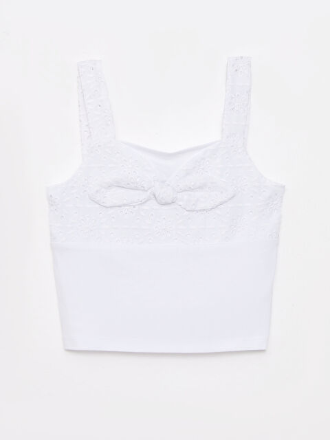 LCW Kids Square Collar Scalloped Detailed Cotton Girls' Singlet - S2I633Z4-R9K