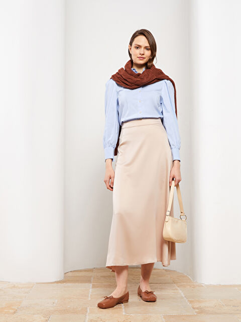 LCW Modest Waist Zippered Regular A-Cut Satin Women's Skirt - S2I974Z8-S9T