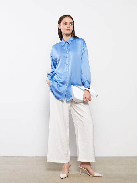 LCW Modest Plain Long Sleeve Satin Women's Shirt Tunic - S2IA55Z8-RZH